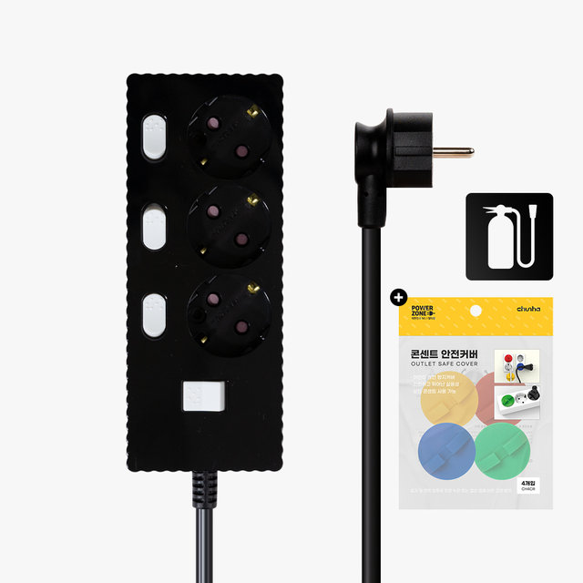 국산 프리미엄 자동소화 고용량 웨이브 개별스위치 멀티탭 3구 50cm