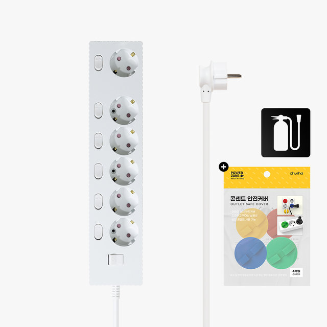 국산 프리미엄 자동소화 고용량 웨이브 개별스위치 멀티탭 6구 1.5m