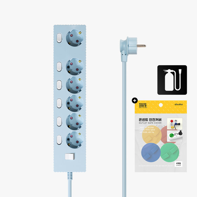 국산 프리미엄 자동소화 고용량 웨이브 개별스위치 멀티탭 6구 7m