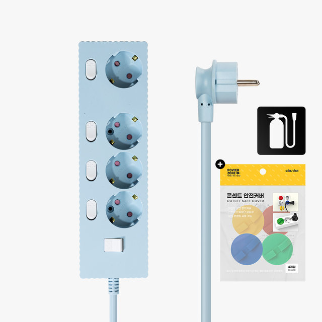 국산 프리미엄 자동소화 고용량 웨이브 개별스위치 멀티탭 4구 3m