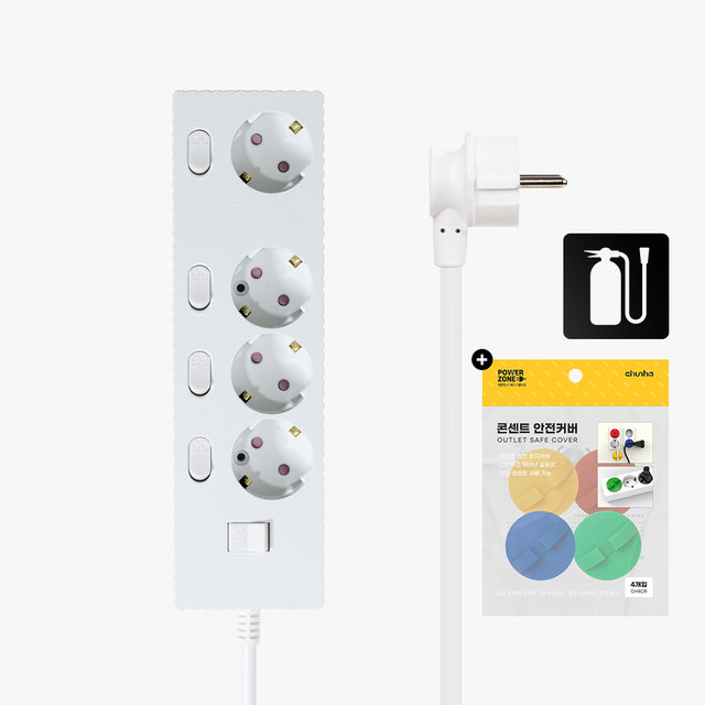 국산 프리미엄 자동소화 고용량 웨이브 개별스위치 멀티탭 4구 3m
