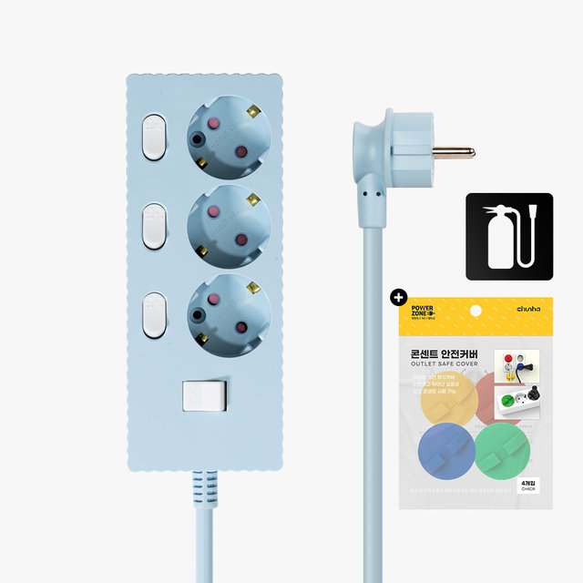 국산 프리미엄 자동소화 고용량 웨이브 개별스위치 멀티탭 3구 1.5m