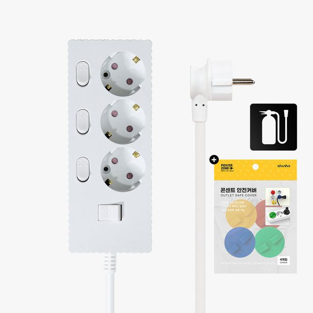 국산 프리미엄 자동소화 고용량 웨이브 개별스위치 멀티탭 3구 1.5m