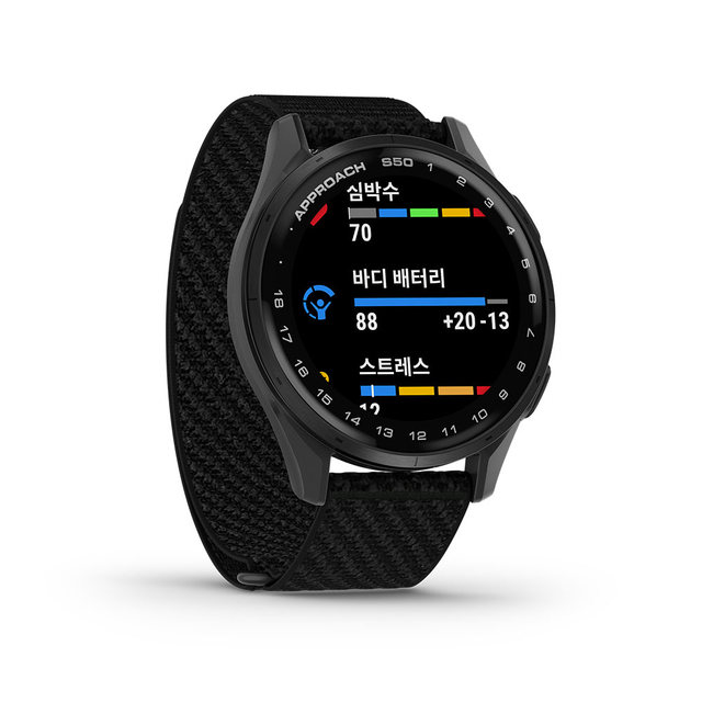 가민 어프로치 S50 43mm 나일론 블랙 골프 GPS 스마트워치