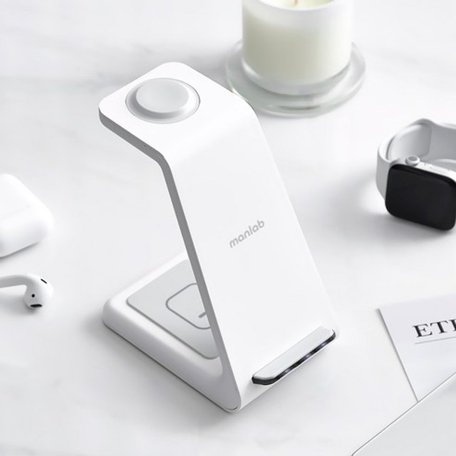 만렙 3in1 갤럭시워치4 호환 충전거치대 화이트 3WCC102_2ND