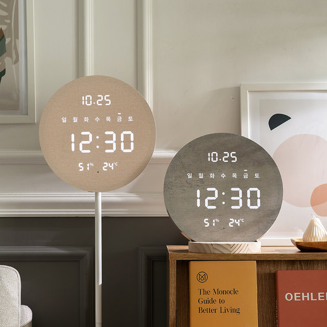 플라이토 무선 루나 데이 온습도 LED 벽시계 29cm