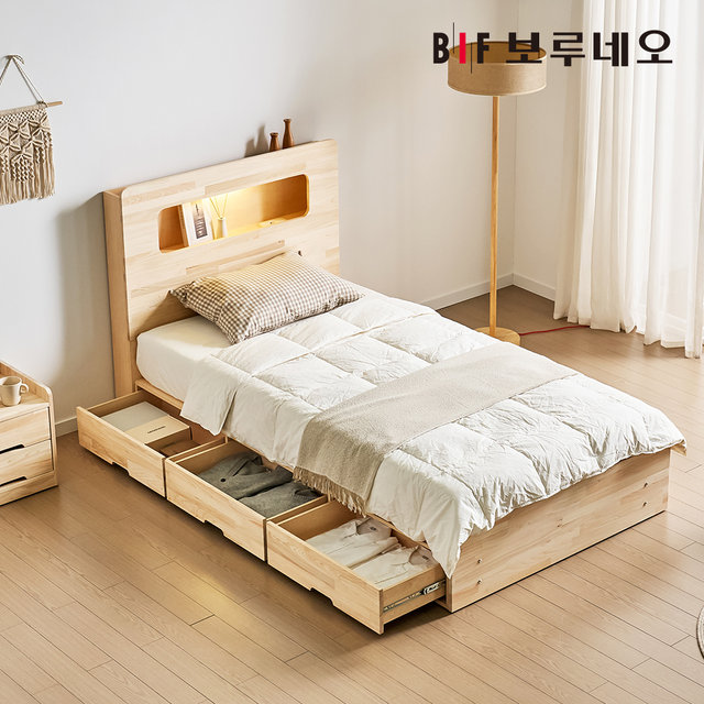 코지 3서랍 편백나무침대 원목 수납헤드 슈퍼싱글 프레임