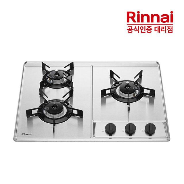 [전국설치]린나이 고화력 3구 빌트인 가스쿡탑 INBS301DJ 실버 가스레인지 2025년형 HM