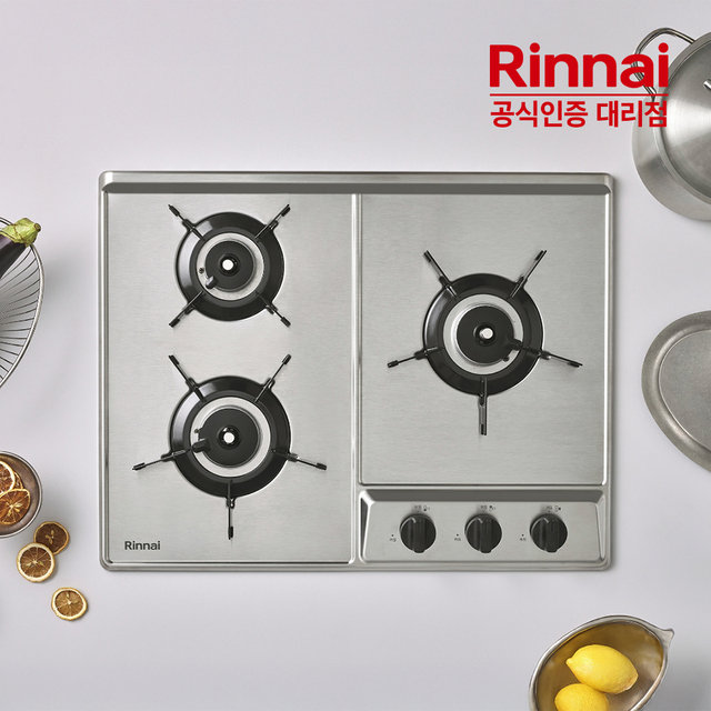 [전국설치]린나이 고화력 3구 빌트인 가스쿡탑 INBS301DJ 실버 가스레인지 2025년형 HM