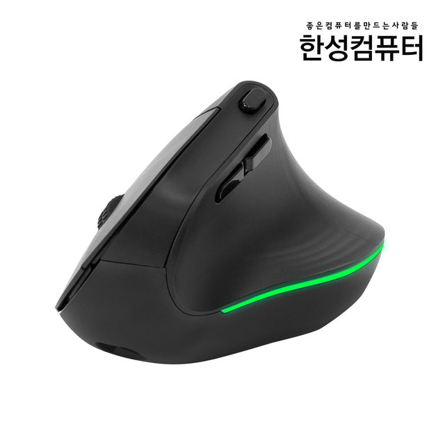 한성컴퓨터 VM100 V2 OfficeMaster 무선 버티컬마우스 블랙색상 손목터널증후군 방지 마우스패드 포함
