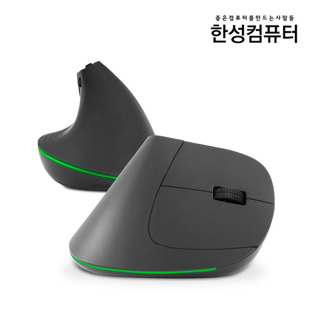 한성컴퓨터 VM100 V2 OfficeMaster 무선 버티컬마우스 블랙색상 손목터널증후군 방지 마우스패드 포함