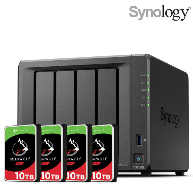 시놀로지 나스 DS923+4Bay NAS 아이언울프 10TBX4 하드디스크 합본