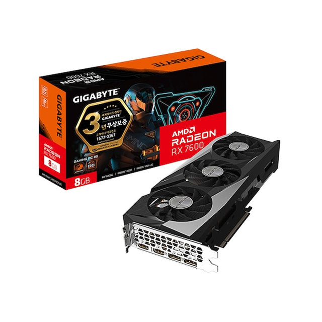 GIGABYTE 라데온 RX 7600 GAMING OC D6 8GB 제이씨현/