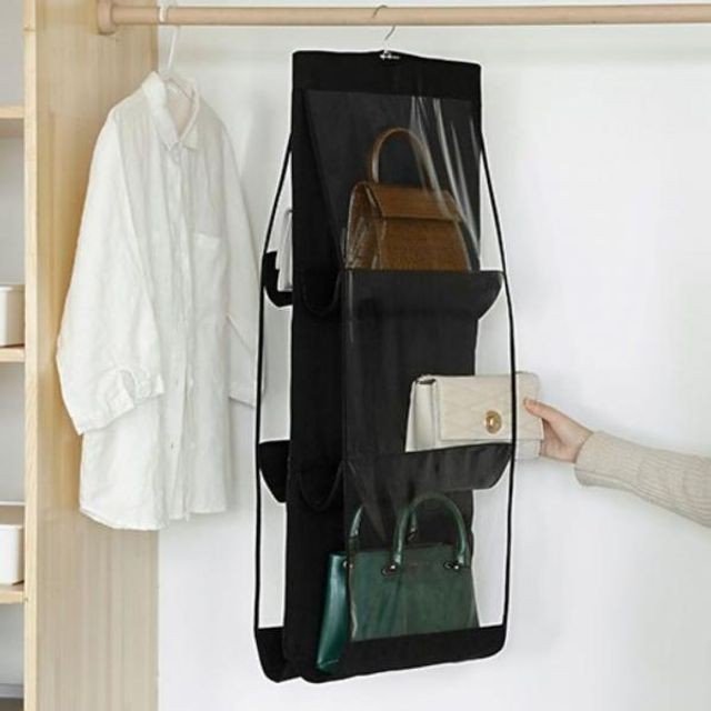 걸이형 6칸 가방보관함 블랙