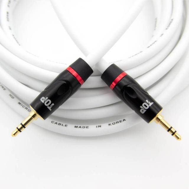 HDTOP 국산 3.5 스테레오 AUX 케이블 화이트 7M HT-TP697