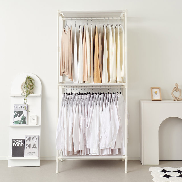 [비밀특가] 철제 무볼트 드레스룸 조립식 시스템 싱글 2단 행거