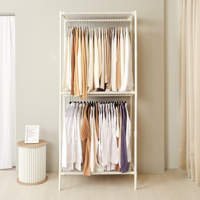 [비밀특가] 철제 무볼트 드레스룸 조립식 시스템 싱글 2단 행거