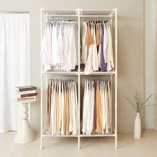 [비밀특가] 철제 무볼트 드레스룸 조립식 시스템 더블 2단 행거