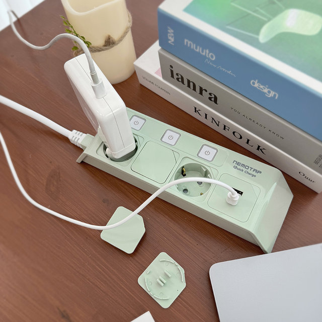 네모탭 개별3구 파스텔 컬러 고속충전 A타입 USB 멀티탭 1.5m