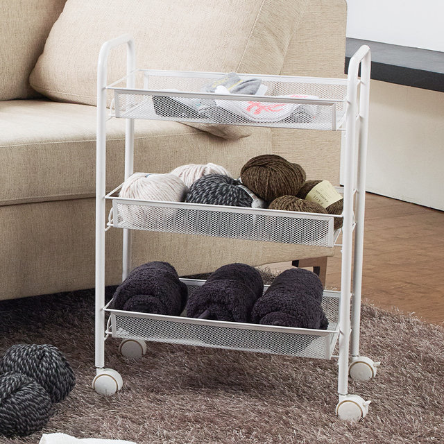 [비밀특가] 철제 이동식 트롤리 틈새선반 수납장 메쉬선반 3단