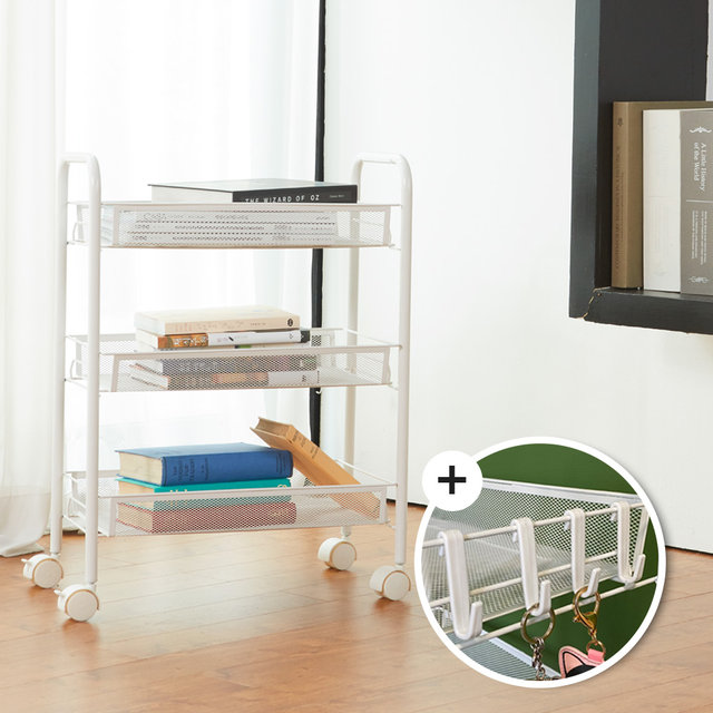 [비밀특가] 철제 이동식 트롤리 틈새선반 수납장 메쉬선반 3단