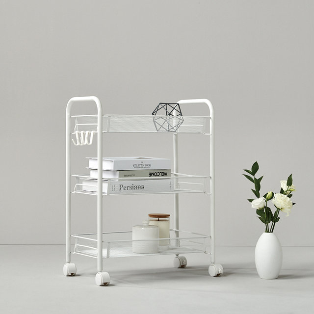 [비밀특가] 철제 이동식 트롤리 틈새선반 수납장 메쉬선반 3단