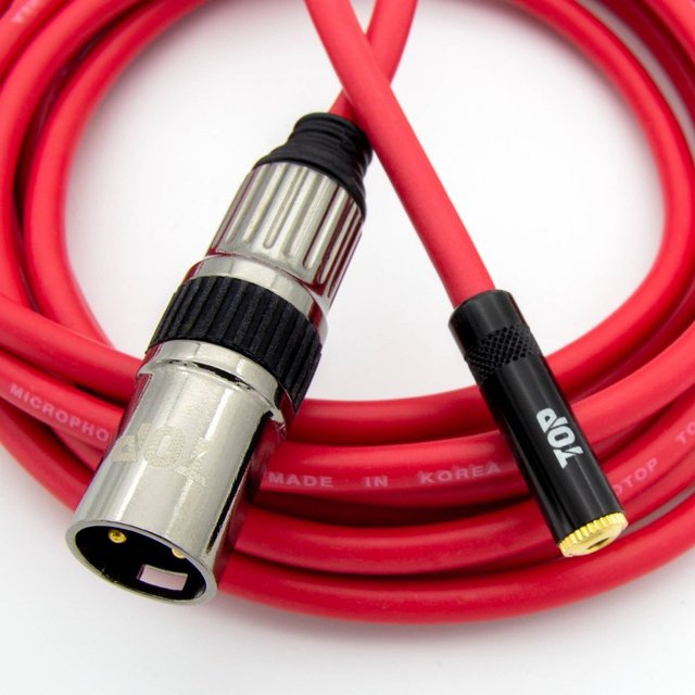 HDTOP 국산 3.5 스테레오 암 TO XLR 케이블 레드 7M HT-TP1968