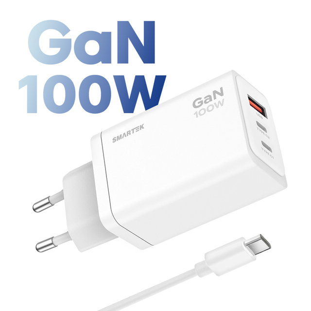 [스마텍] [본사] 강력 GAN 100W PD PPS 3포트 초고속충전기 I 노트북 충전 STQC-GAN100