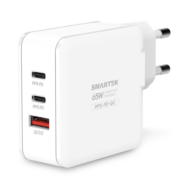 [한정특가] SMARTEK 65W PPS 3포트 초고속충전기 C타입 케이블 포함 STPD-ND65(CT)