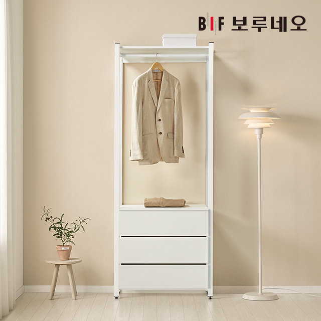보루네오 아이든 시스템 행거 철제 드레스룸 800 3단 서랍장
