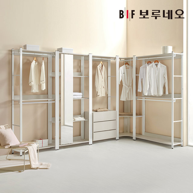 보루네오 아이든 시스템 행거 철제 드레스룸 1200 2단 행거장