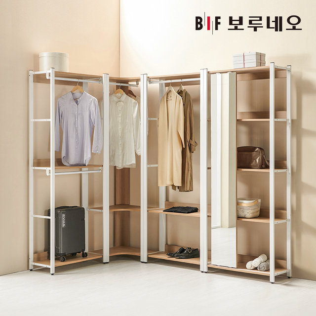보루네오 아이든 시스템 행거 철제 드레스룸 1200 2단 행거장