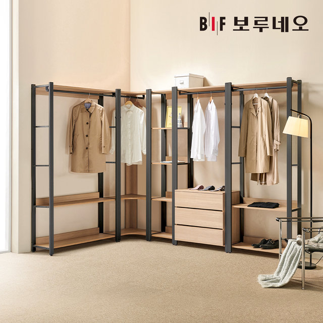 보루네오 아이든 시스템 행거 철제 드레스룸 1200 2단 행거장