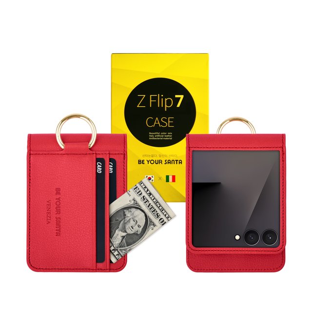 비유어산타 갤럭시 Z플립7 케이스 지갑 이태리원단 베네치아