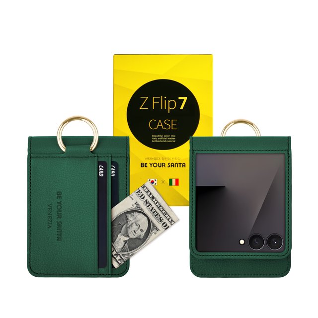 비유어산타 갤럭시 Z플립7 케이스 지갑 이태리원단 베네치아