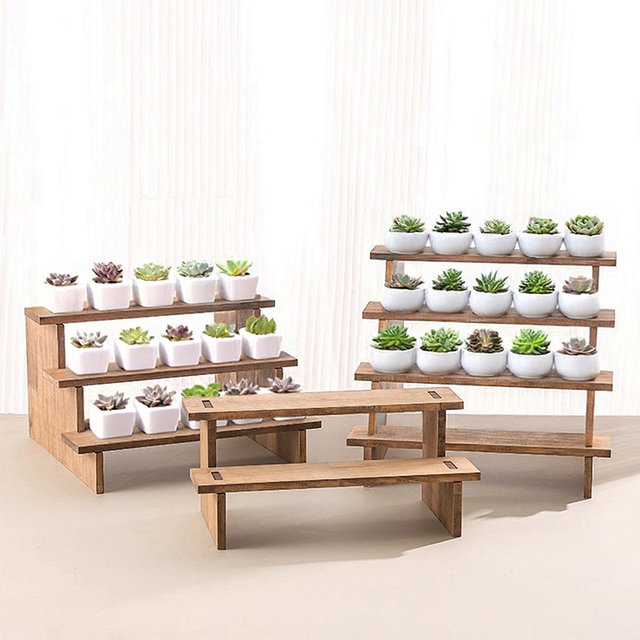 계단식 우드 미니 화분 받침대 - 4단