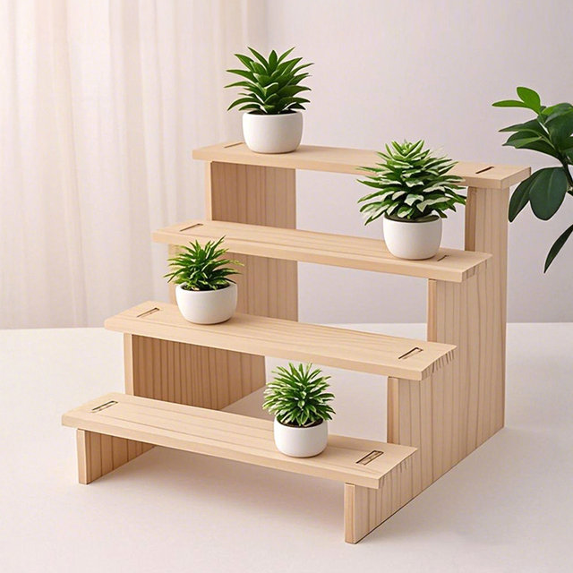 계단식 우드 미니 화분 받침대 - 4단