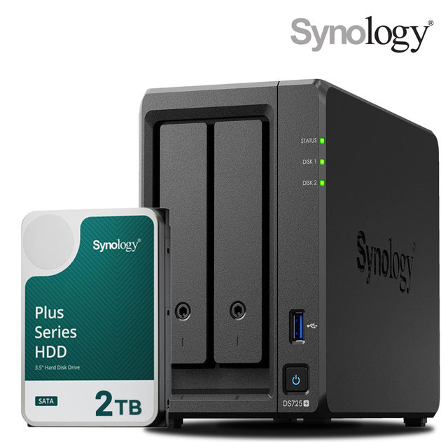 시놀로지 나스 DS725+2bay [2TB]HAT3300-2TBX1EA 합본 기업용 NAS