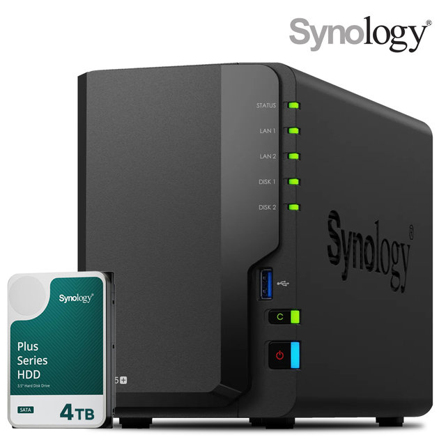 시놀로지 나스 DS225+2bay [4TB]HAT3300-4TBX1EA 합본 기업용 NAS