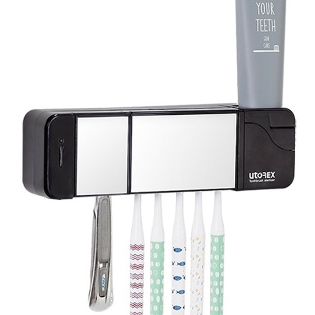 유토렉스 거울도어 히팅건조 가정용 칫솔건조살균기 UTC-5400B 블랙