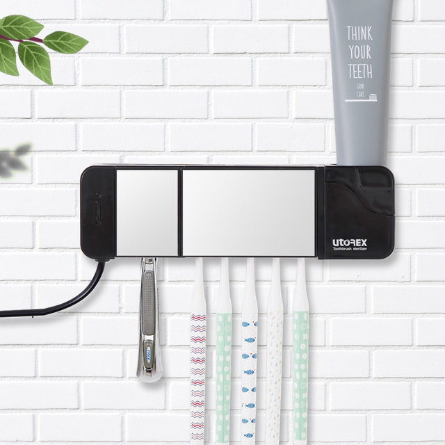 유토렉스 거울도어 히팅건조 가정용 칫솔건조살균기 UTC-5400B 블랙