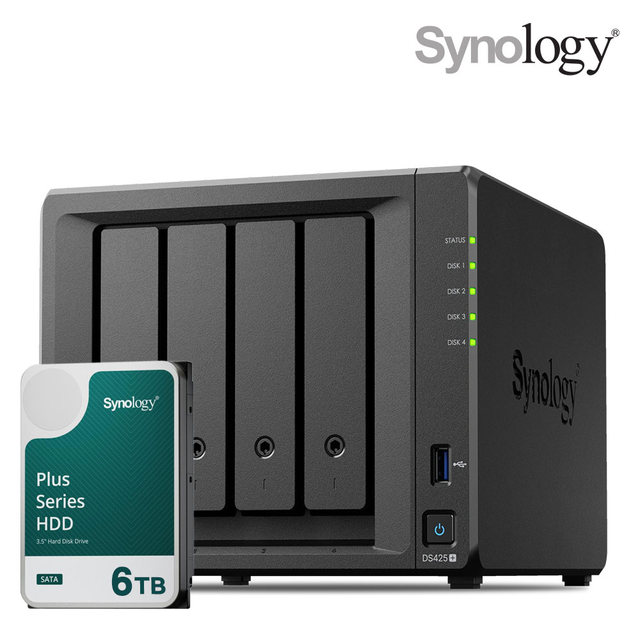 시놀로지 나스 DS425+4bay [6TB]HAT3300-6TBX1EA 합본 기업용 NAS
