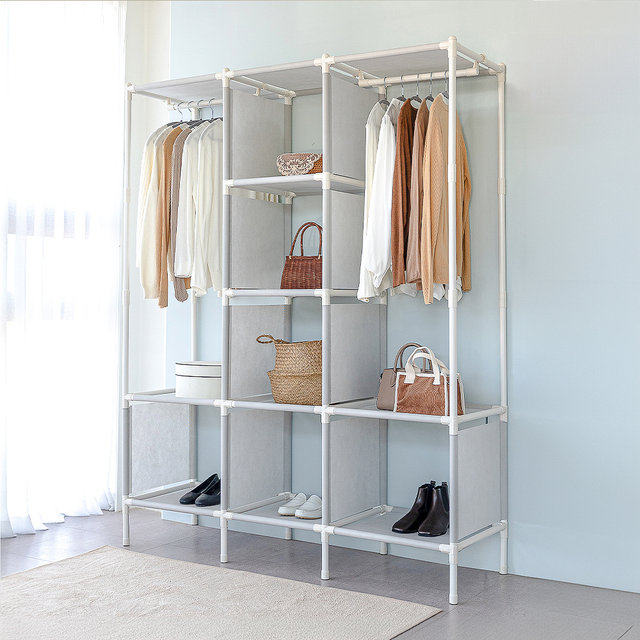 [비밀특가] 철제 무볼트 드레스룸 조립식 시스템 트리플 행거