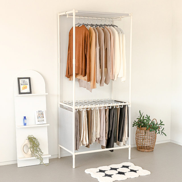 [비밀특가] 철제 무볼트 드레스룸 조립식 시스템 싱글 바지걸이행거