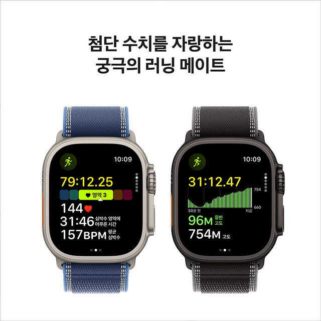 애플워치 울트라 3 49mm, GPS + Cellular (내추럴 티타늄, 라이트 블루 알파인 루프, Small) - [MEWK4KH/A]