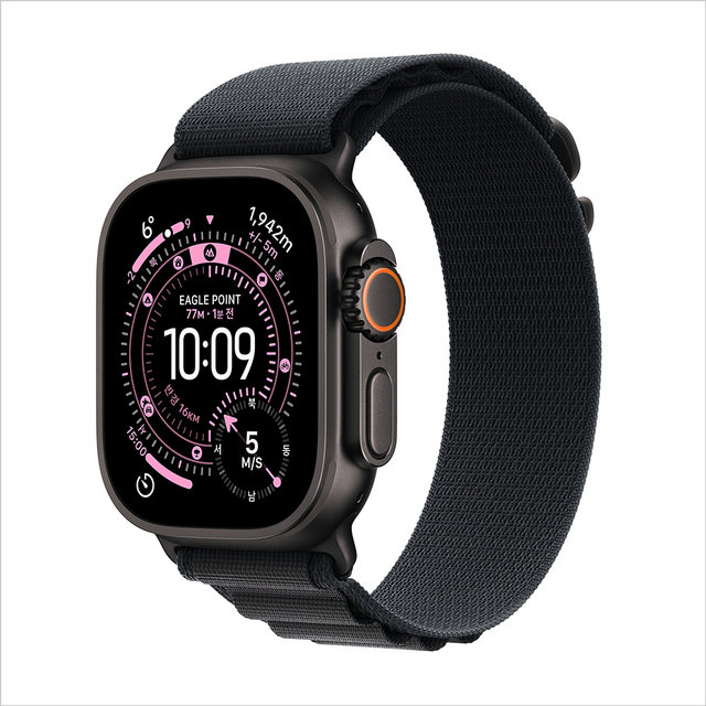  애플워치 울트라 3 49mm, GPS + Cellular (블랙 티타늄, 블랙 알파인 루프, Medium) - [MF0V4KH/A]