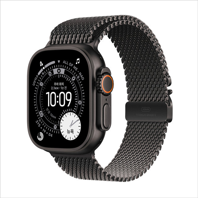 애플워치 울트라 3 49mm, GPS + Cellular (블랙 티타늄, 블랙 티타늄 밀레니즈 루프, Small) - [MF1N4KH/A]