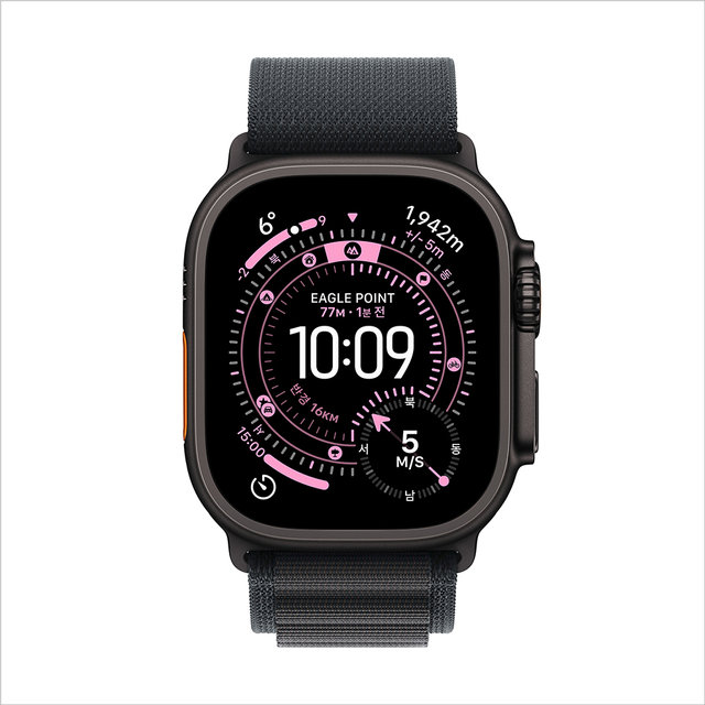 애플워치 울트라 3 49mm, GPS + Cellular (블랙 티타늄, 블랙 알파인 루프, Large) - [MF0X4KH/A]