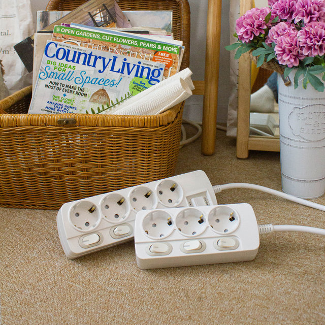 THE 슬림플러그 국산 개별 과부하차단 4구 멀티탭 납작 플러그 스위치 3m