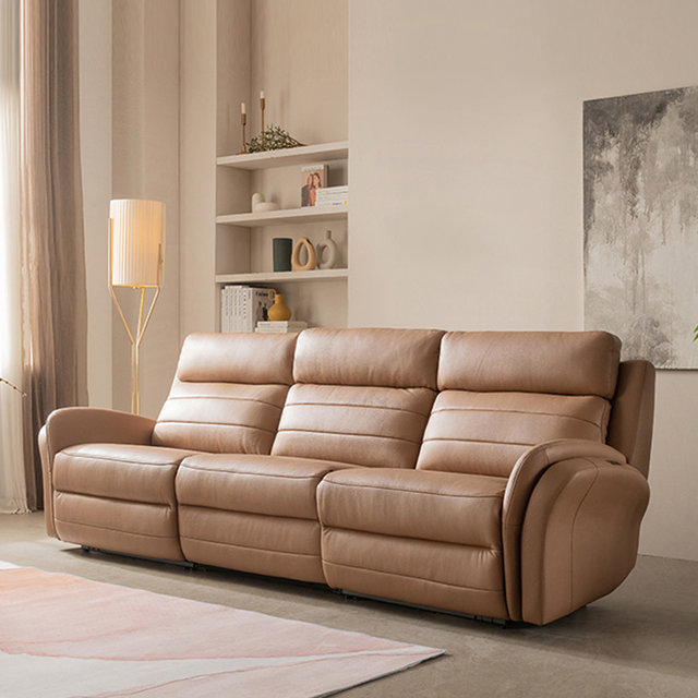 시트앤모어 슈넬 천연통가죽 경추 전동 리클라이너 4인소파 KC4126